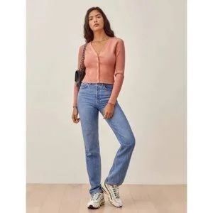 Reformation Sweaters Reformation Gilda Ribbed V-Neck Cardigan L Large